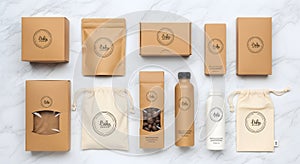 Branding Mockup: Luho Coffee & Goods Packaging