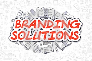 Branding Solutions - Doodle Red Text. Business Concept.