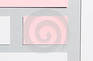 Branding / Stationery Mock-Up - Pink & White. Close-up - Letterhead A4, DL Envelope, Compliments Slip 99x210mm, Business Cards