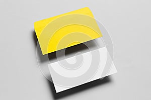 Branding / Stationery Mock-Up - Yellow & White. Floating - DL Envelope, Compliments Slip (99x210mm