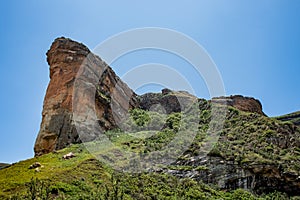 The Brandwag Buttress Sentinel, a towering sandstone outcrop, in the Golden Gate Highlands National Park