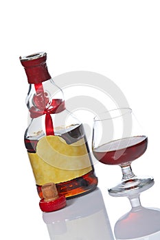 Brandy glass and bottle