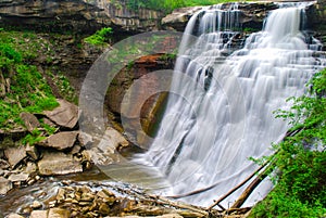 Brandywine Falls in summer green forest of Cuyahoga  Valley National Park