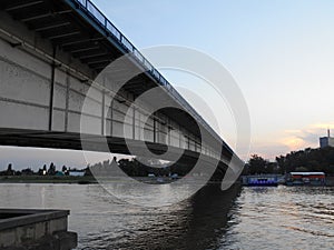 Branko`s bridge at nightfall, Belgrade, Serbia