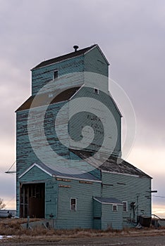 Brant`s old grain elevator in winter