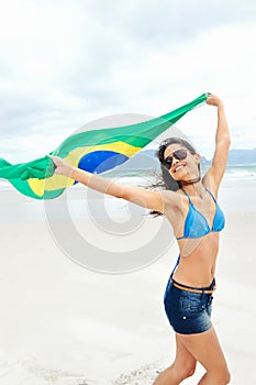 Brasil flag woman fan