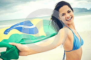 Brasil flag woman fan