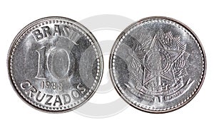 Brasil metal money, 10 cruzados, year 1988