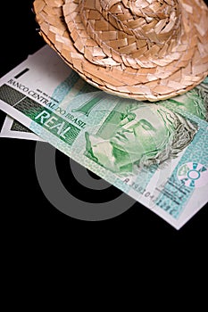 Brasil money on a black background