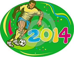 Brasil 2014 Soccer Football Player Run Retro