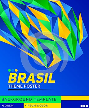 Brasil theme modern poster, vector template illustration, Brazilian flag colors