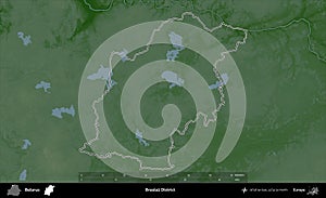 Braslau District outlined, Belarus. Physical