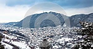 Brasov City panoramic view on winter season