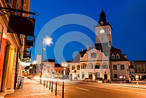 Brasov Council Square at twilight