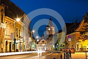 Brasov Council Square at twilight