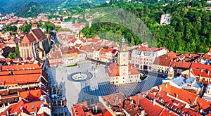 Brasov, Romania. Aerial view of historic city in Transylvania, Eastern Europe landmark