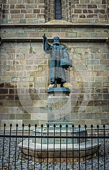 Johannes Honterus monument in Brasov, Romania