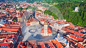 Brasov, Romania, Transylvania - Aerial downtown view