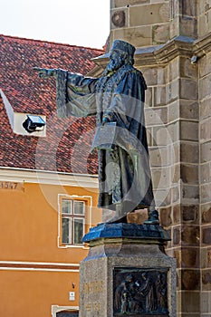 Statue of Johannes Honterus, Brasov, Transylvania, Romania