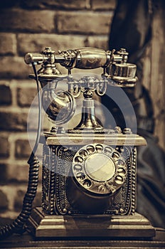 Brass antique vintage analog telephone photo