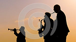 Brass band playing wind instruments