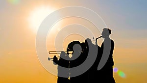 Brass band playing wind instruments