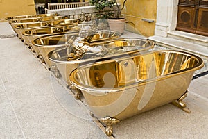 Brass Bathtubs and Statue