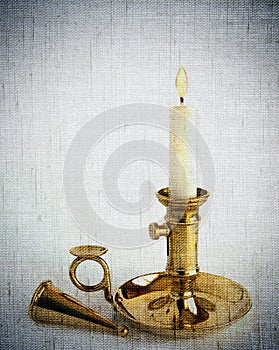Brass candlestick with snuffer