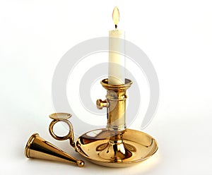 Brass candlestick with snuffer