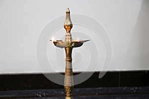 Brass decorative lamps used in festivals and religious events in india