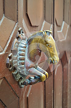 Brass Door Handle of a Horse