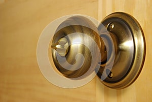 Brass doorknob close-up