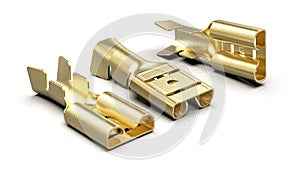Brass electrical wire connector. Template, mockup.