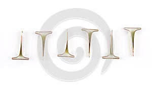 Brass fastener on white background