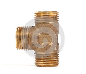 Brass fitting for plumbing pipes, T adapter