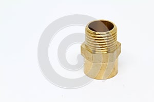 Brass fitting on white background