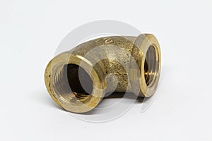 Brass fitting on white background