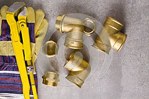 Brass fittings with wrench