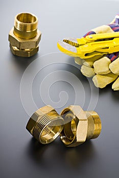 Brass fittings with wrench