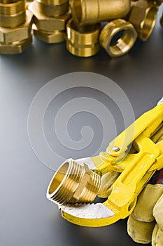 Brass fittings with wrench