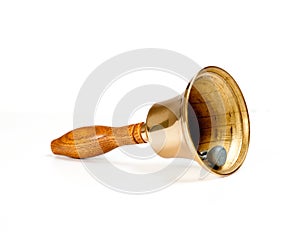 Brass handbell with wooden handle