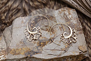 brass Indian earrings in spiral shape