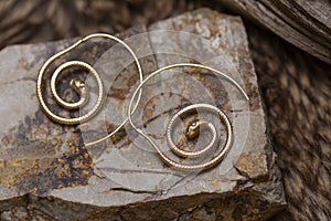 Brass Indian earrings in spiral shape