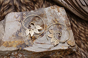 Brass Indian earrings in spiral shape