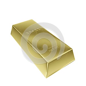 Brass ingot isolated on a white background, 3D rendering