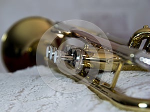 Brass instrument trumpet close up