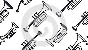 Brass Instruments and Music Notes Pattern, vector design Generative AI