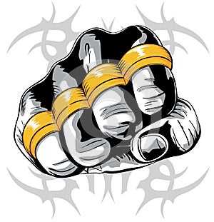 Brass knuckle fist photo