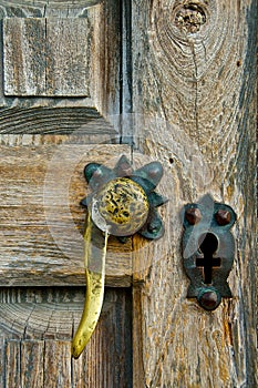Brass Latch and Cross Keyhole