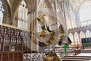 Brass lecturn in a cathedral